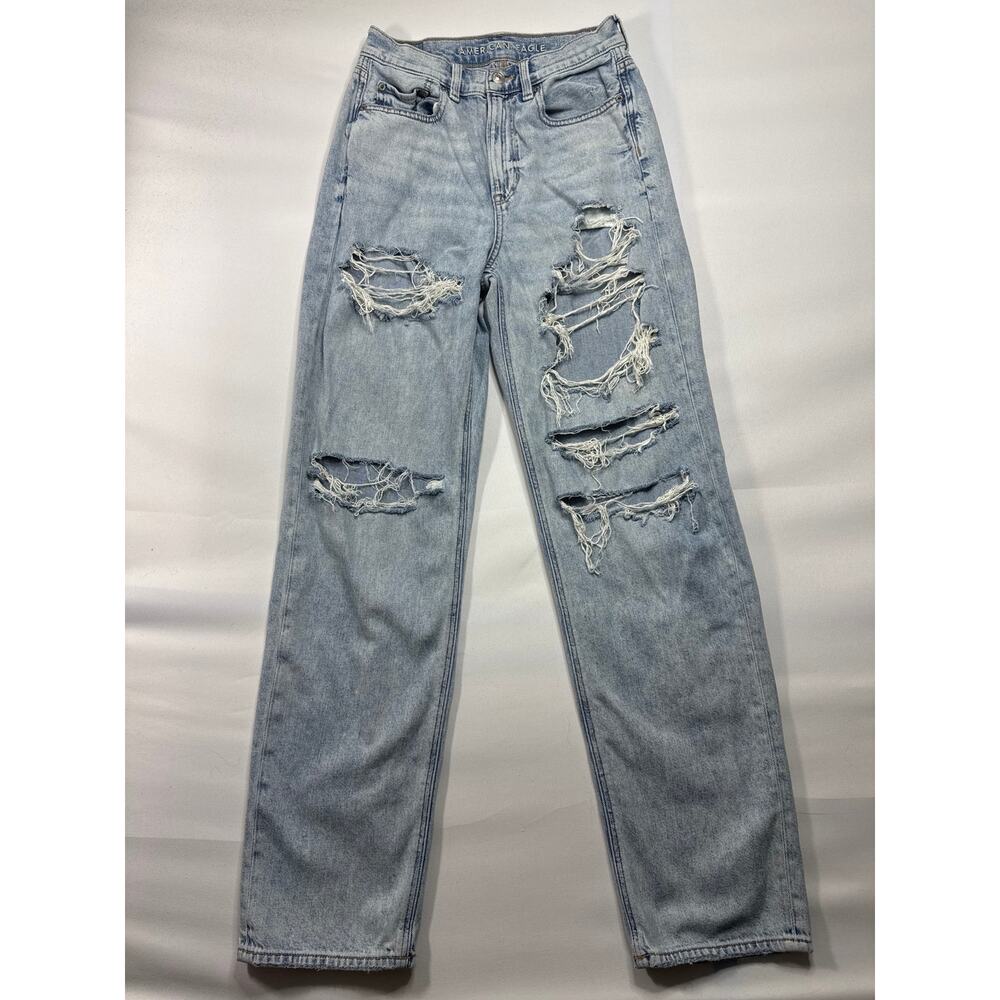 American Eagle Women's Distressed Straight Baggy Denim Jeans‎ - Size 4 (25x31)